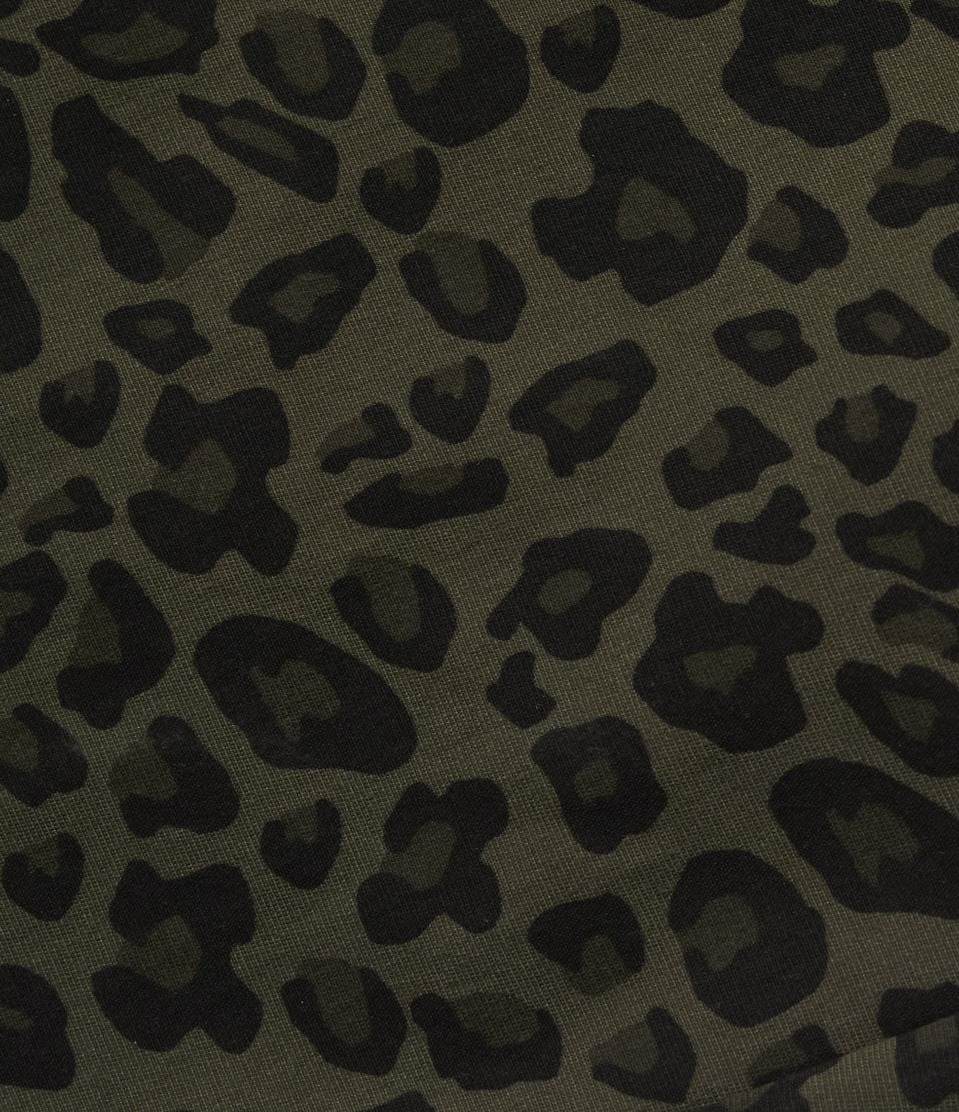 Mid Rise Leopard Print Casual Barrel Leg Pants with Pockets