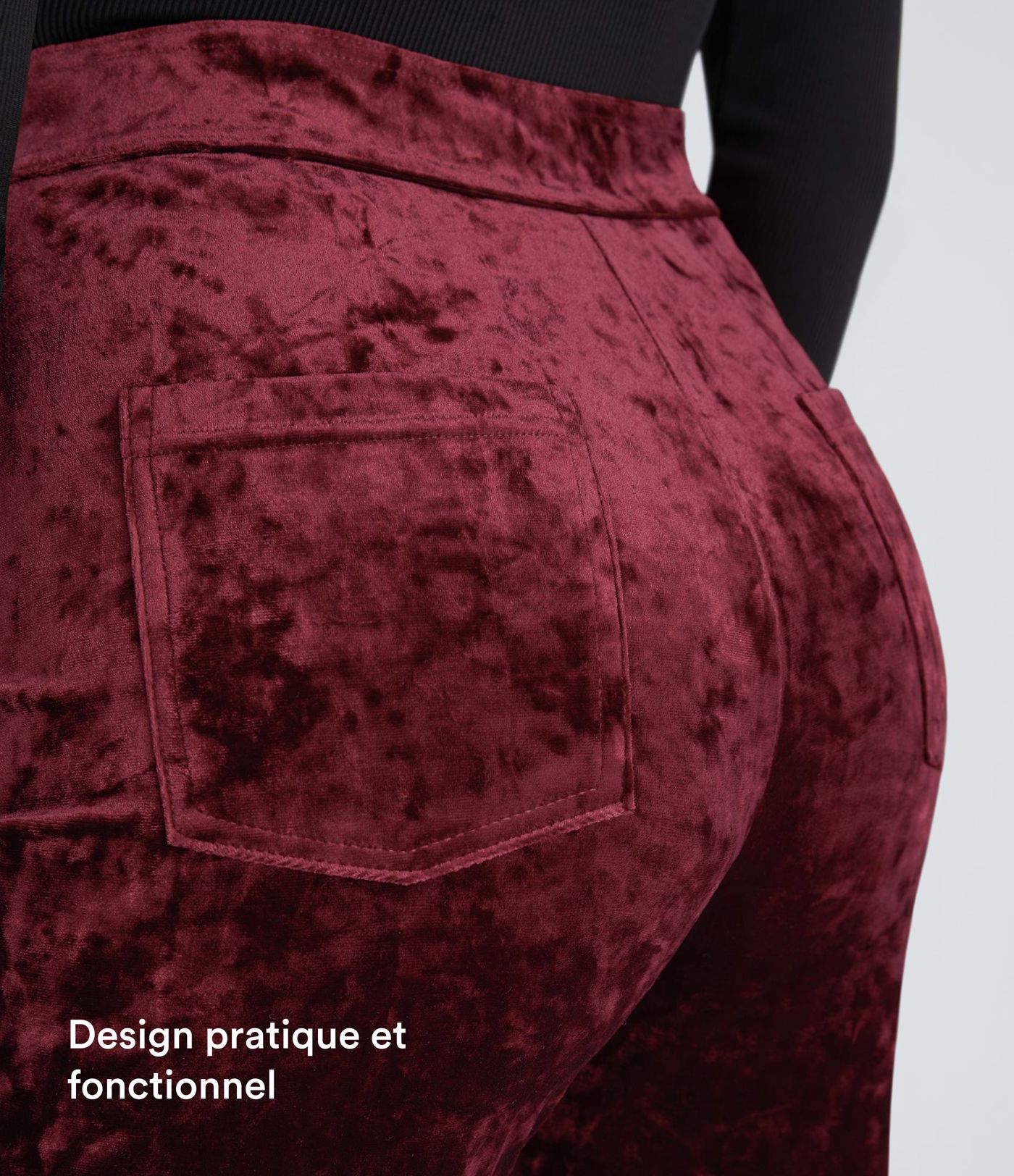 Pantalon Casual en Velours Taille Haute avec Bouton Multipoches Droites