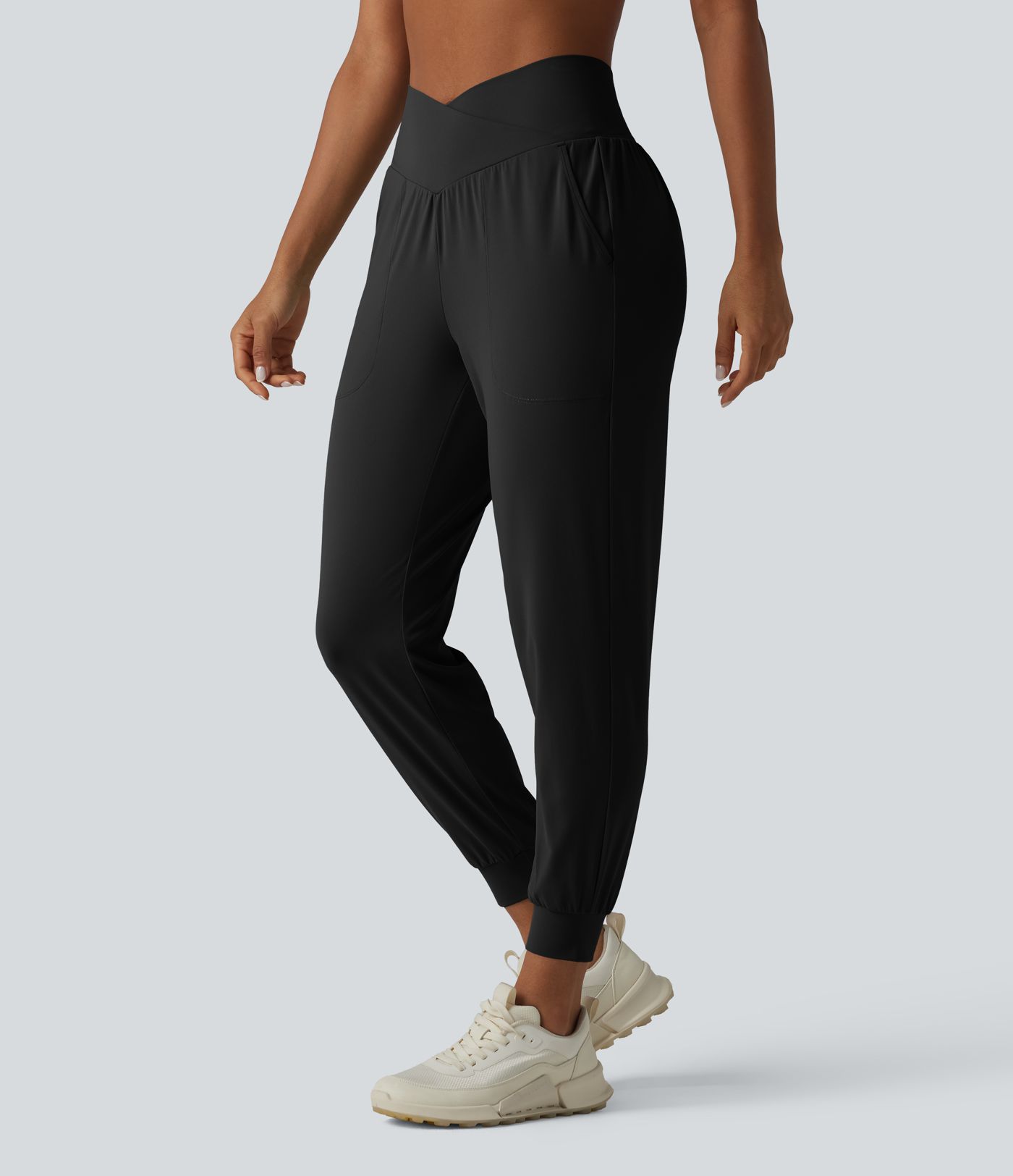SoftlyZero™ High Waisted Crossover Tapered Yoga Joggers with Pockets-UPF50+