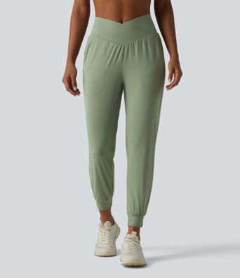 SoftlyZero™ - Schmal zulaufende Yoga-Joggers mit hohem Crossover-Bund und Seitentaschen - UPF50+