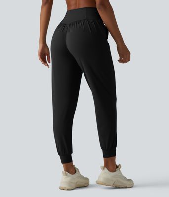 SoftlyZero™ High Waisted Crossover Tapered Yoga Joggers with Pockets-UPF50+