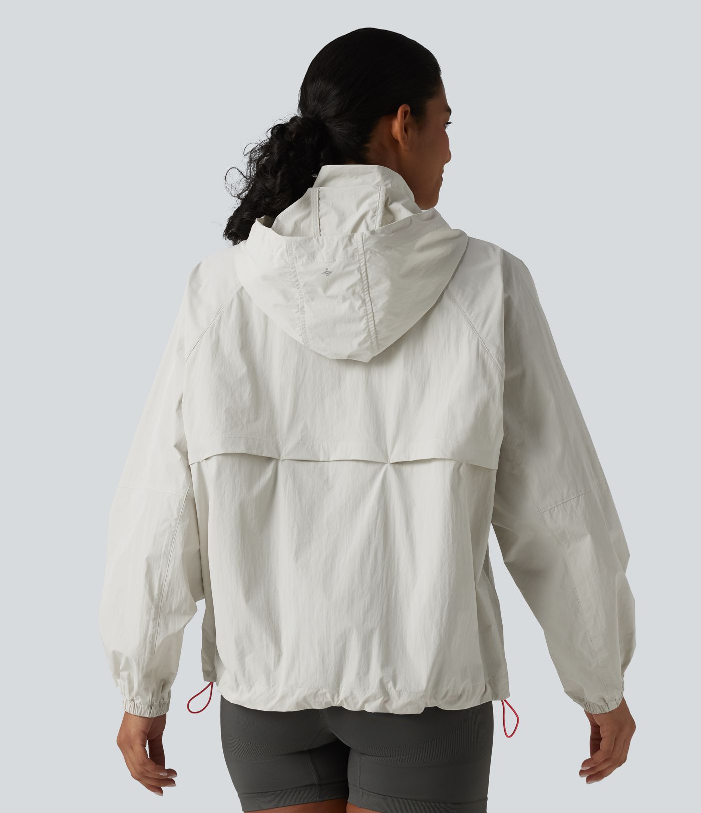 Water Repellent Reflective Hooded Long Sleeve Running Windbreaker Jacket with Pockets