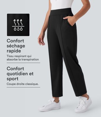 Pantalon de golf séchage rapide, taille mi-haute, avec poches et poche tee, UPF40+