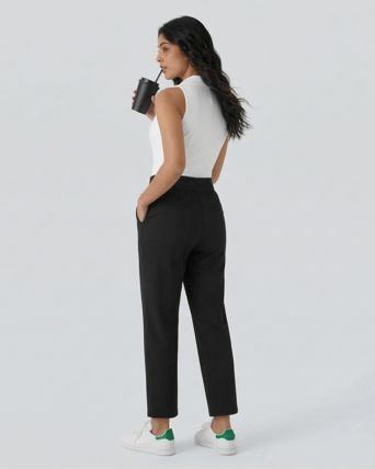 Pantalon de golf séchage rapide, taille mi-haute, avec poches et poche tee, UPF40+