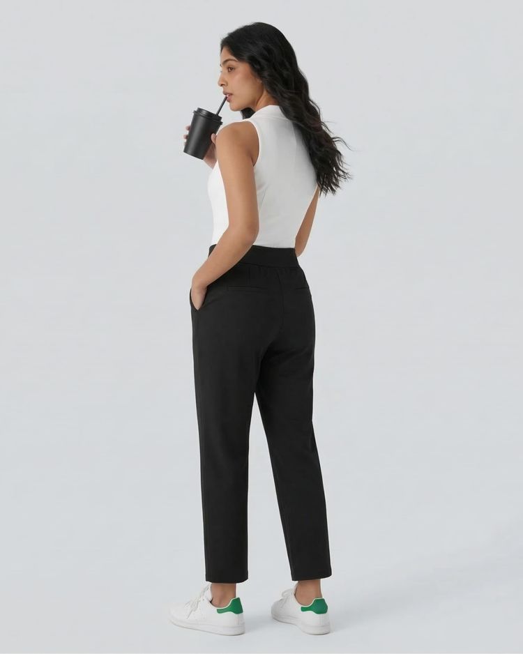 Pantalon de golf séchage rapide, taille mi-haute, avec poches et poche tee, UPF40+