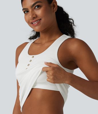 Tanktop aus geripptem Strick mit Rundhalsausschnitt und integriertem BH