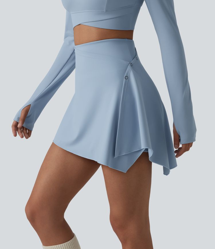 Jupe de yoga mini 2 pièces taille haute gainante avec poches