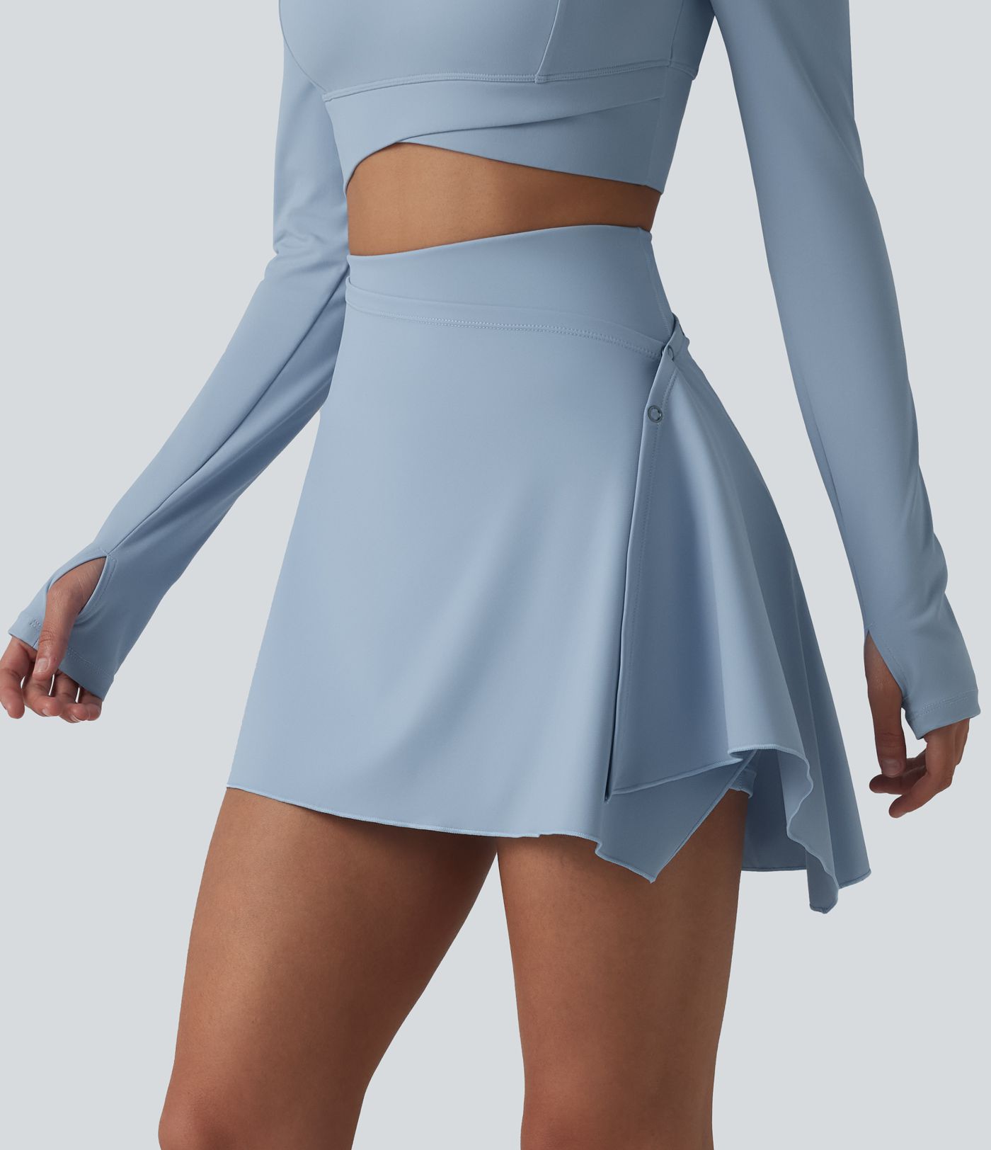 Jupe de yoga mini 2 pièces taille haute gainante avec poches