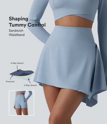 Jupe de yoga mini 2 pièces taille haute gainante avec poches