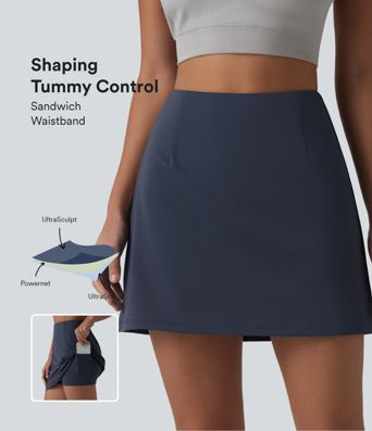 Jupe de sport mini 2 en 1 Halara UltraSculpt™ taille haute avec poches et effet ventre plat