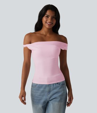 Lässiges, ärmelloses Top aus Baumwolle mit Wasserfallausschnitt und integriertem BH - B-DD Cups