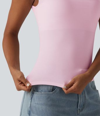 Lässiges, ärmelloses Top aus Baumwolle mit Wasserfallausschnitt und integriertem BH - B-DD Cups