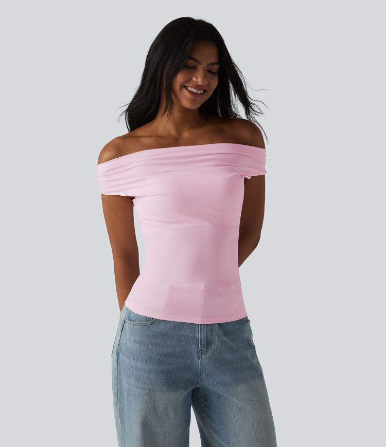 Lässiges, ärmelloses Top aus Baumwolle mit Wasserfallausschnitt und integriertem BH - B-DD Cups