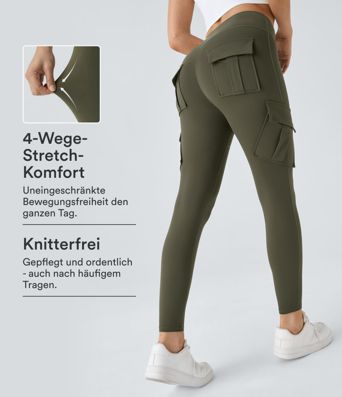 Leggings Ajustados de Yoga con Bolsillos Cargo de Cintura Alta