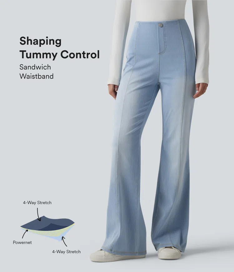 Halara Flex™  High Waisted Tummy Control Casual Flare Jeans with Pockets