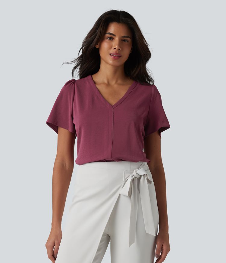 Haut tailleur col V manches courtes