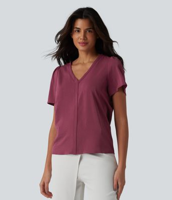 Haut tailleur col V manches courtes
