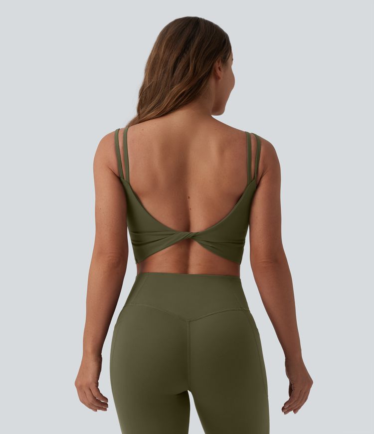 Halara UltraSculpt™ Double Straps Twisted Backless Cropped Built-in Bra Yoga Tank Top E-G Cups Halara UltraSculpt™ Double Straps Twisted Backless Cropped Built-in Bra Yoga Tank Top E-G Cups