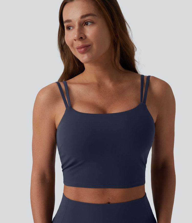 Halara UltraSculpt™ Double Straps Twisted Backless Cropped Built-in Bra Yoga Tank Top DD-F Cups