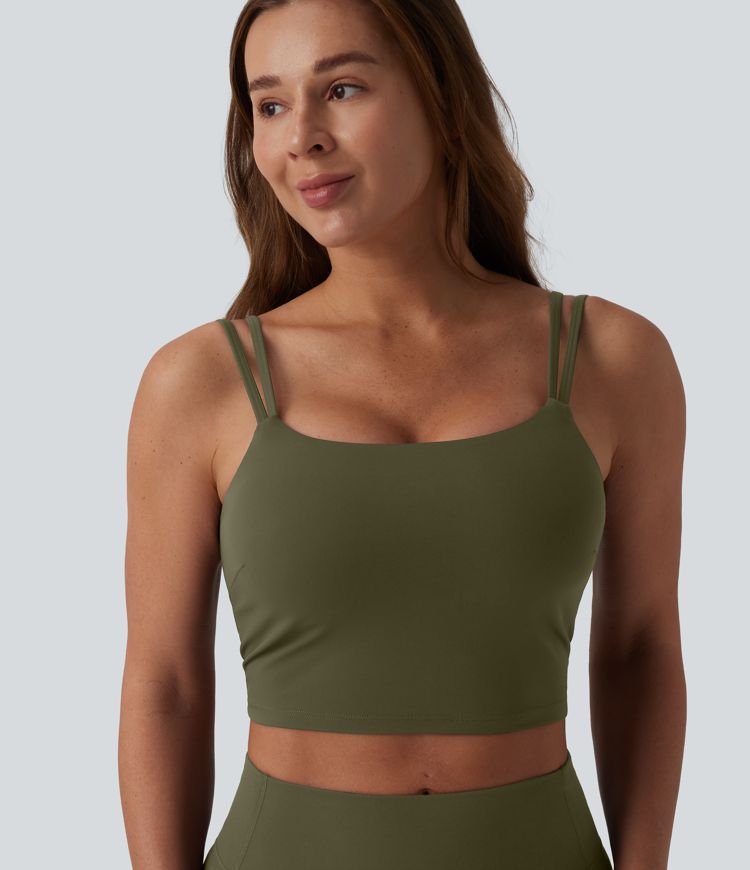 Halara UltraSculpt™ Double Straps Twisted Backless Cropped Built-in Bra Yoga Tank Top E-G Cups Halara UltraSculpt™ Double Straps Twisted Backless Cropped Built-in Bra Yoga Tank Top E-G Cups