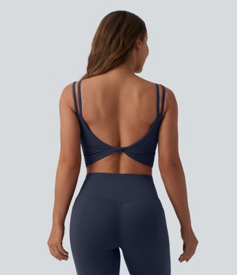 Halara UltraSculpt™ Double Straps Twisted Backless Cropped Built-in Bra Yoga Tank Top DD-F Cups