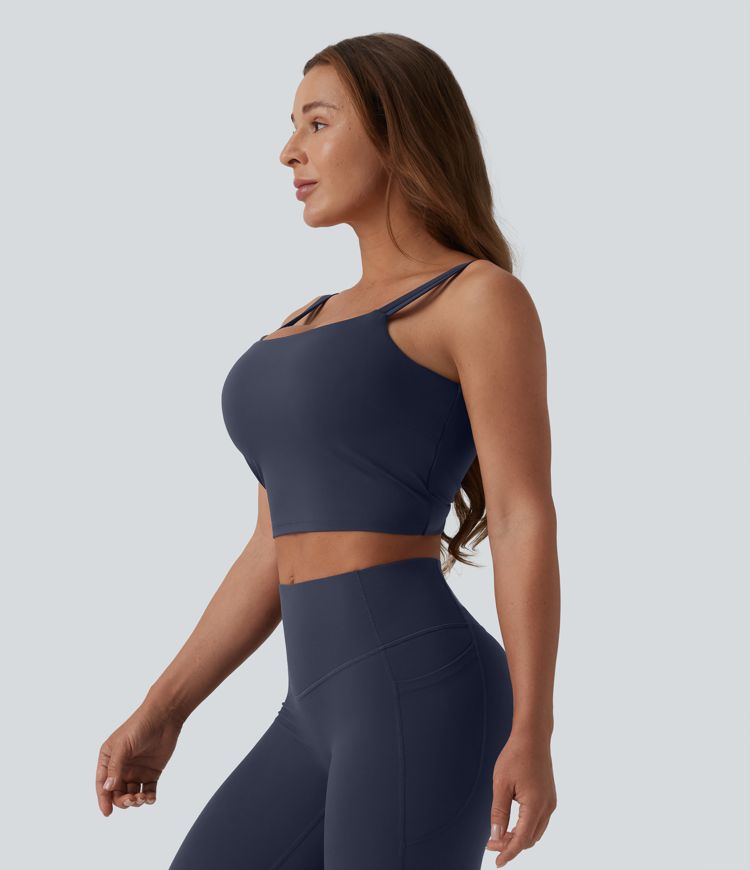 Halara UltraSculpt™ Double Straps Twisted Backless Cropped Built-in Bra Yoga Tank Top DD-F Cups