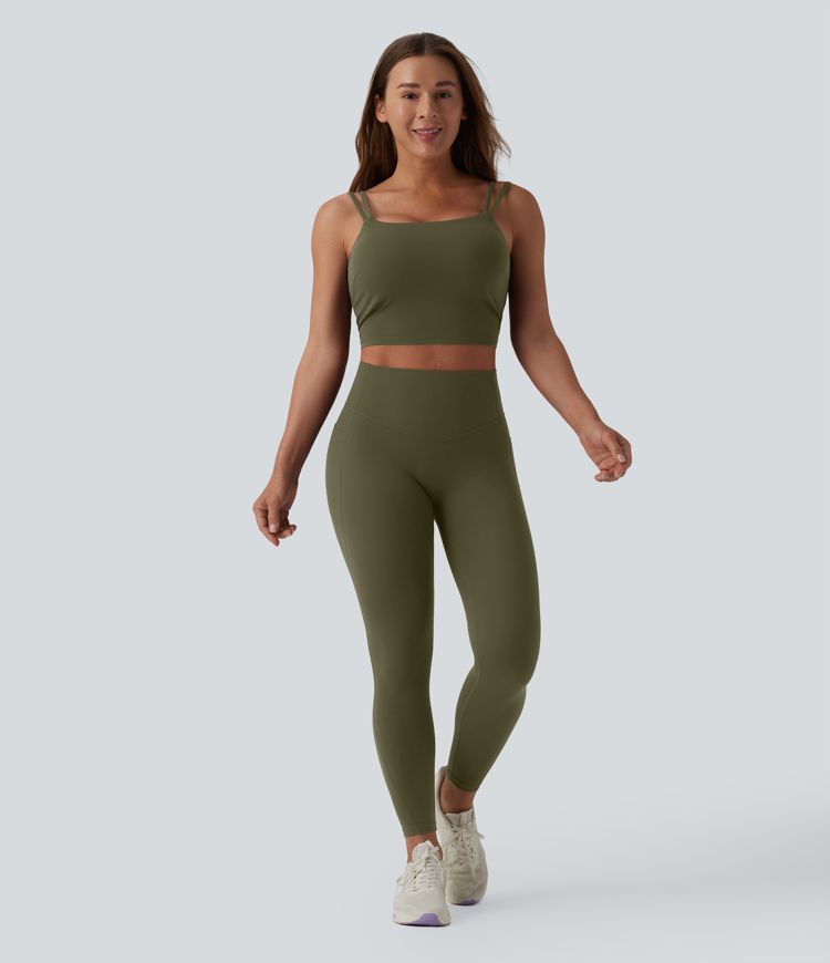 Halara UltraSculpt™ Double Straps Twisted Backless Cropped Built-in Bra Yoga Tank Top E-G Cups Halara UltraSculpt™ Double Straps Twisted Backless Cropped Built-in Bra Yoga Tank Top E-G Cups