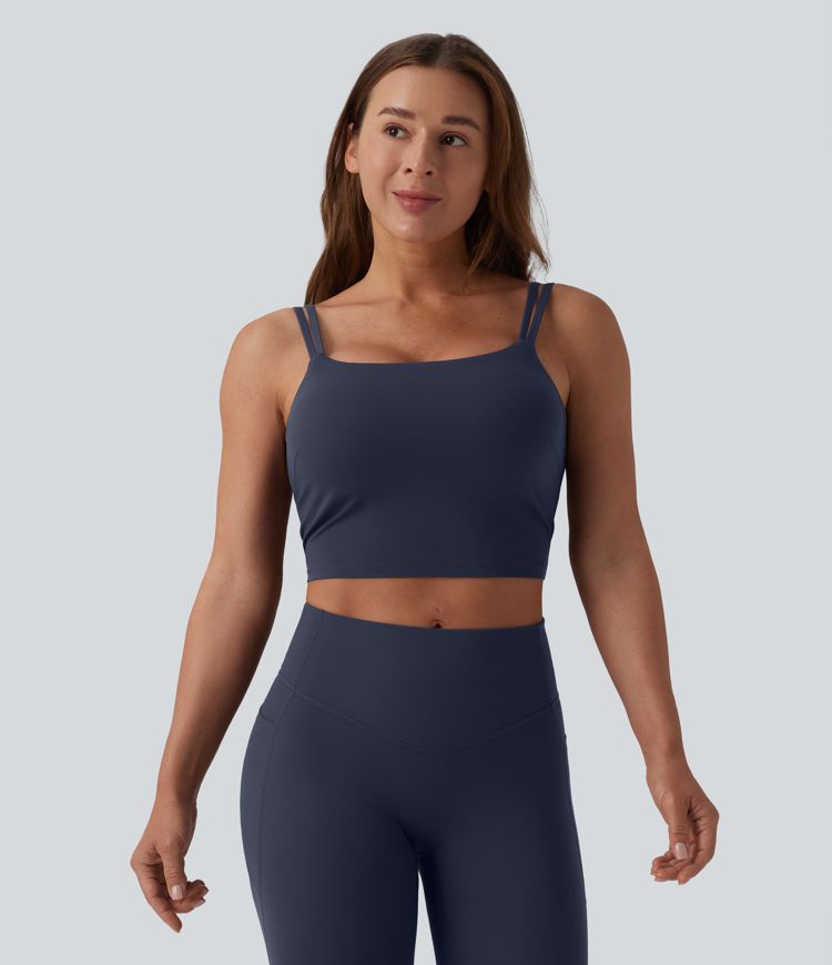 Halara UltraSculpt™ Double Straps Twisted Backless Cropped Built-in Bra Yoga Tank Top DD-F Cups