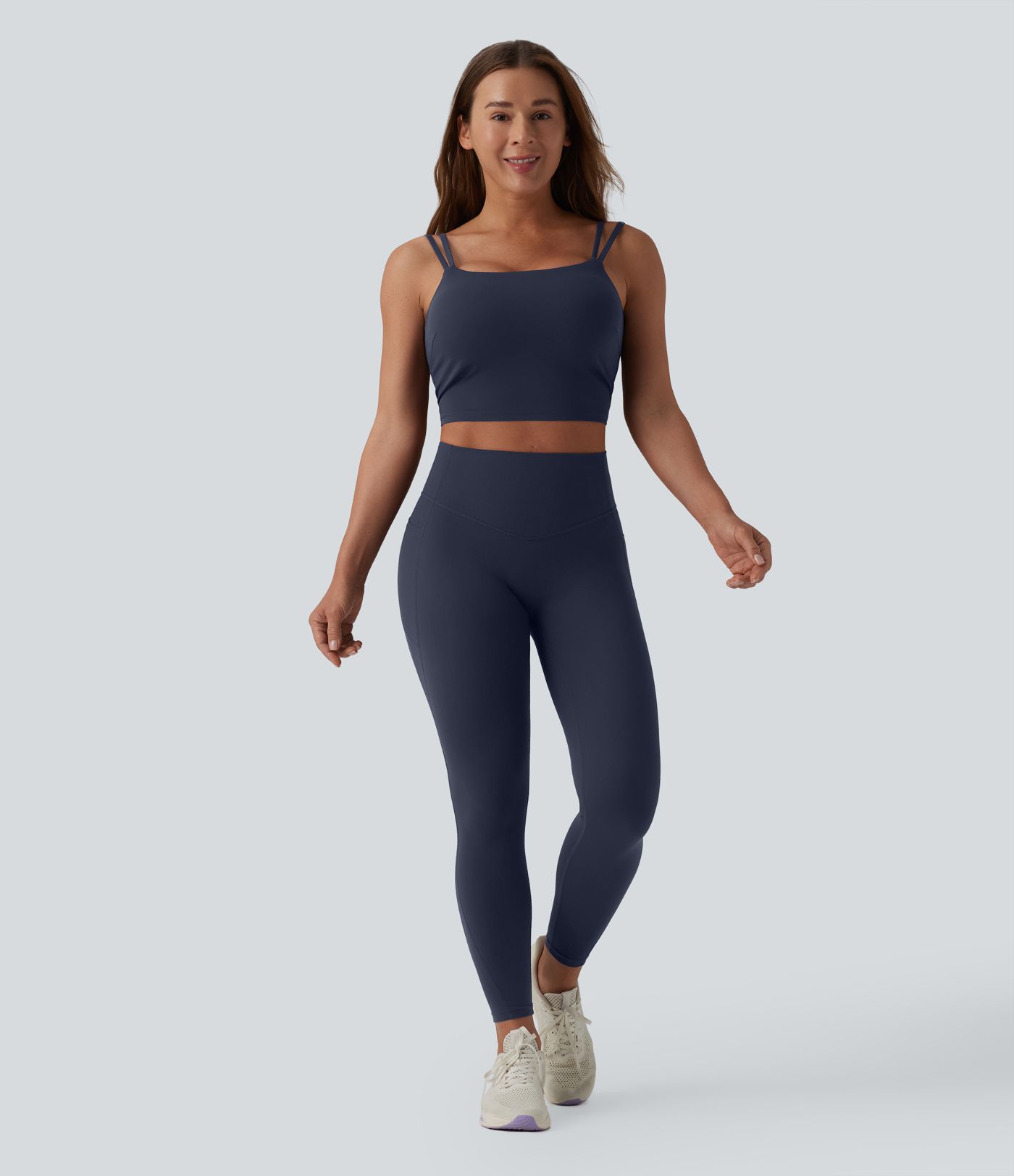 Halara UltraSculpt™ Double Straps Twisted Backless Cropped Built-in Bra Yoga Tank Top DD-F Cups