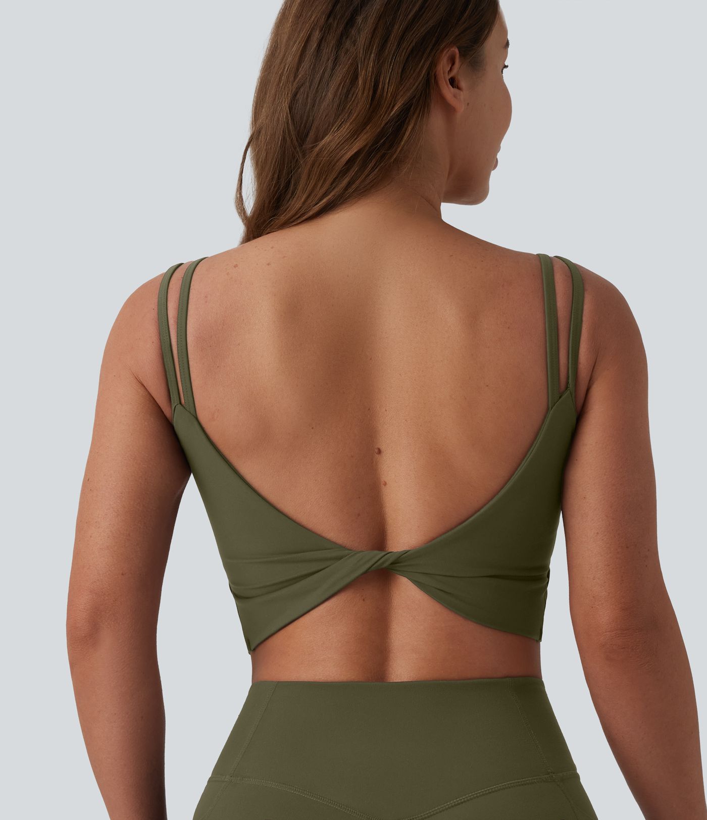 Halara UltraSculpt™ Double Straps Twisted Backless Cropped Built-in Bra Yoga Tank Top E-G Cups Halara UltraSculpt™ Double Straps Twisted Backless Cropped Built-in Bra Yoga Tank Top E-G Cups