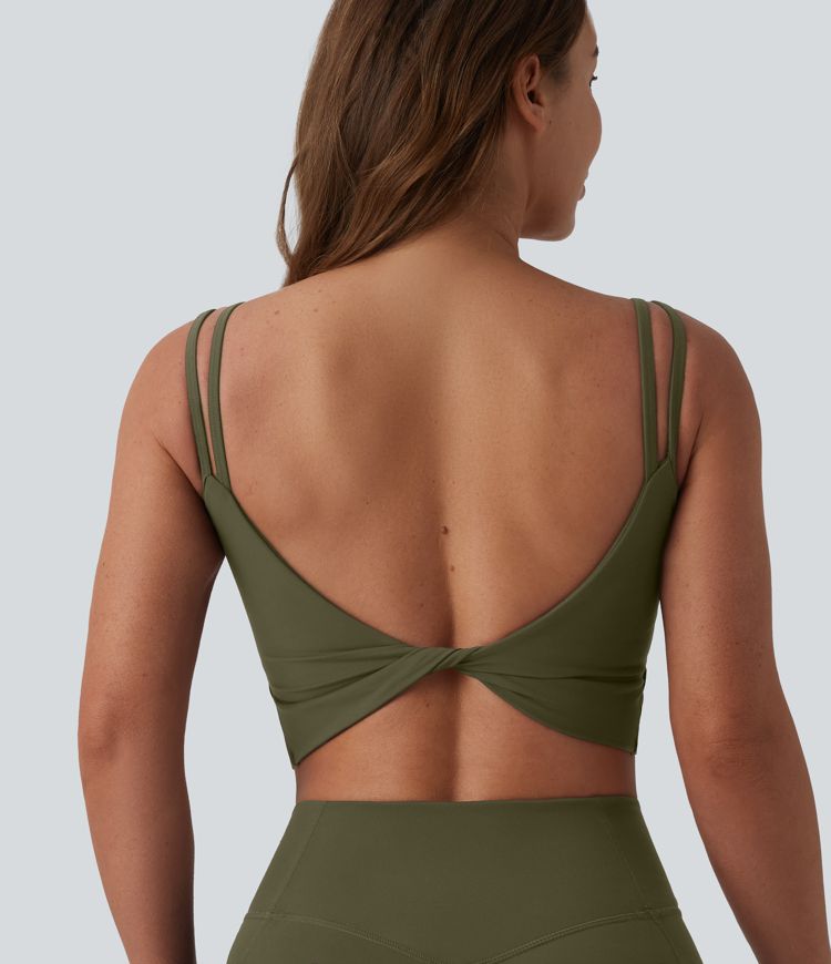 Halara UltraSculpt™ Double Straps Twisted Backless Cropped Built-in Bra Yoga Tank Top E-G Cups Halara UltraSculpt™ Double Straps Twisted Backless Cropped Built-in Bra Yoga Tank Top E-G Cups