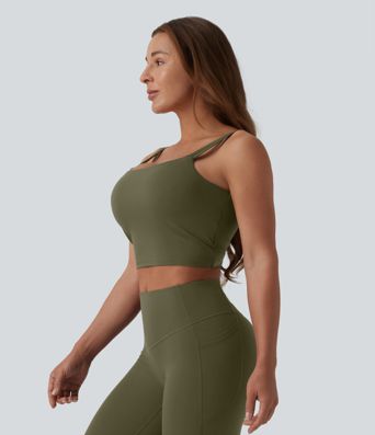 Halara UltraSculpt™ Double Straps Twisted Backless Cropped Built-in Bra Yoga Tank Top E-G Cups Halara UltraSculpt™ Double Straps Twisted Backless Cropped Built-in Bra Yoga Tank Top E-G Cups