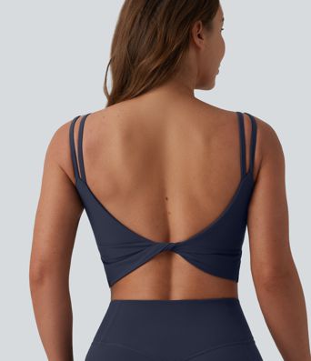 Halara UltraSculpt™ Double Straps Twisted Backless Cropped Built-in Bra Yoga Tank Top DD-F Cups
