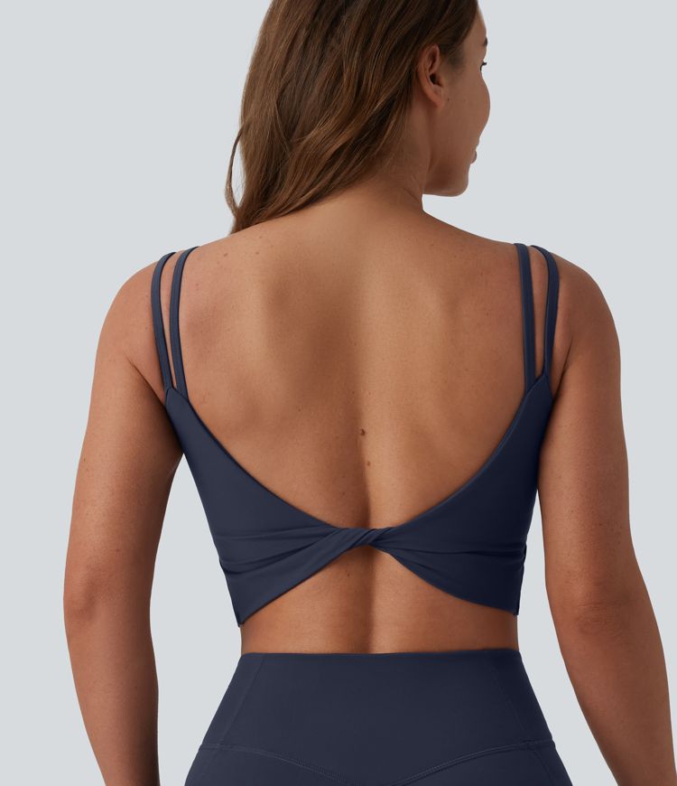Halara UltraSculpt™ Double Straps Twisted Backless Cropped Built-in Bra Yoga Tank Top DD-F Cups