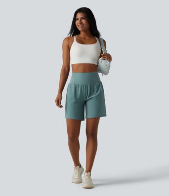 Super High Waisted Tummy Control 2-in-1 Quick Dry Yoga Shorts 7'' with Pockets