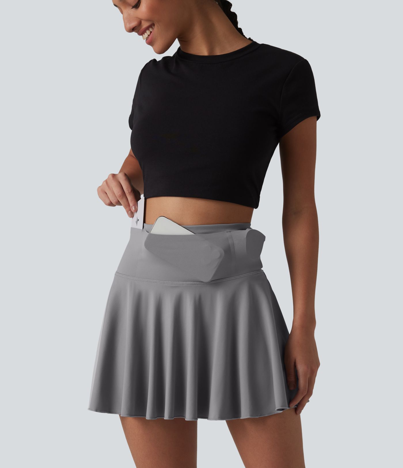 Softlyzero™ Airy - Ausgestellter 2-in-1 Minirock mit hohem Bund und mehreren Taschen - UPF50+