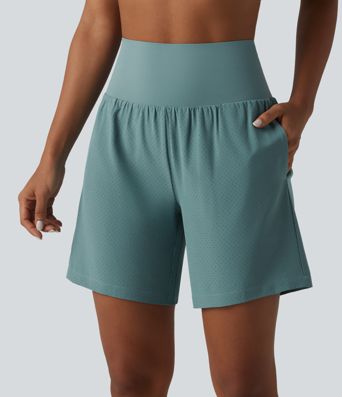 Super High Waisted Tummy Control 2-in-1 Quick Dry Yoga Shorts 7'' with Pockets