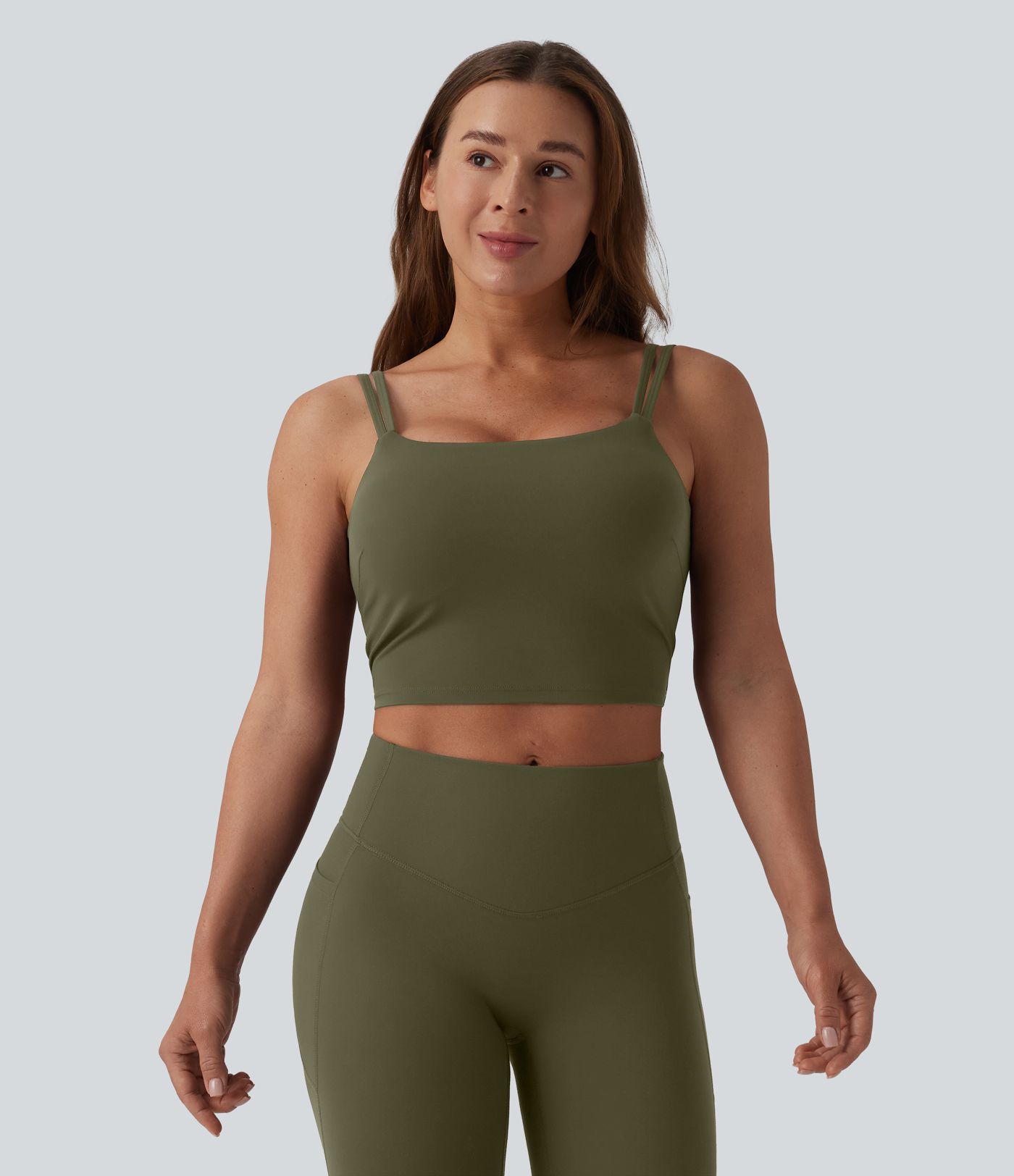 Halara UltraSculpt™ Double Straps Twisted Backless Cropped Built-in Bra Yoga Tank Top E-G Cups Halara UltraSculpt™ Double Straps Twisted Backless Cropped Built-in Bra Yoga Tank Top E-G Cups