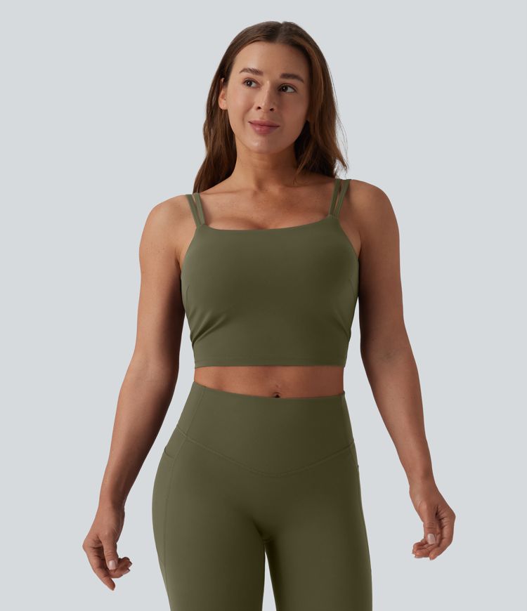 Halara UltraSculpt™ Double Straps Twisted Backless Cropped Built-in Bra Yoga Tank Top E-G Cups Halara UltraSculpt™ Double Straps Twisted Backless Cropped Built-in Bra Yoga Tank Top E-G Cups