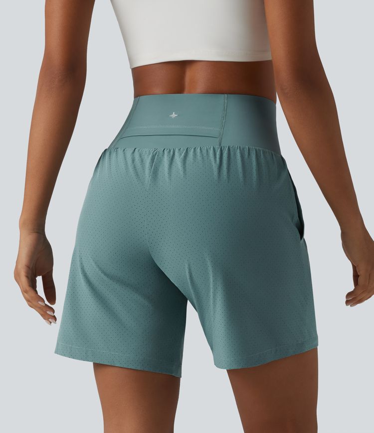 Super High Waisted Tummy Control 2-in-1 Quick Dry Yoga Shorts 7'' with Pockets