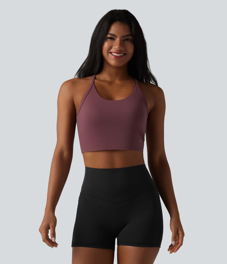 SoftlyZero™ Plush Cut-Out Twisted Back U-Neck Built-in Bra Yoga Tank Top