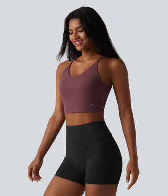 SoftlyZero™ Plush Cut-Out Twisted Back U-Neck Built-in Bra Yoga Tank Top