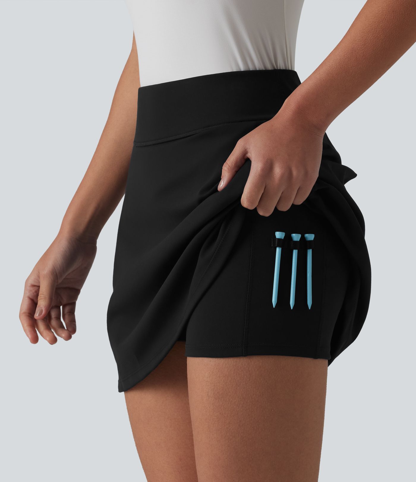 DayStretch High Waisted 2-in-1 Mini Golf Skirt with Pockets-Golf Tee