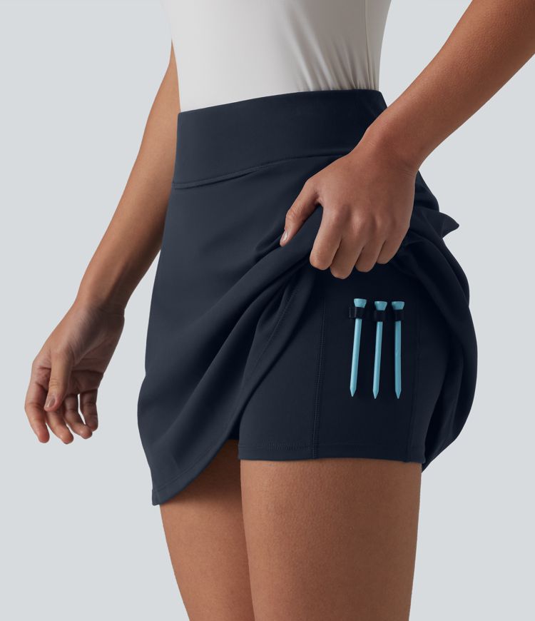 DayStretch High Waisted 2-in-1 Mini Golf Skirt with Pockets-Golf Tee
