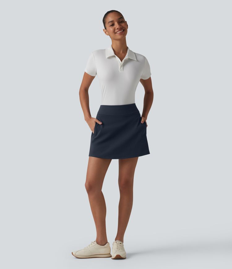 DayStretch High Waisted 2-in-1 Mini Golf Skirt with Pockets-Golf Tee