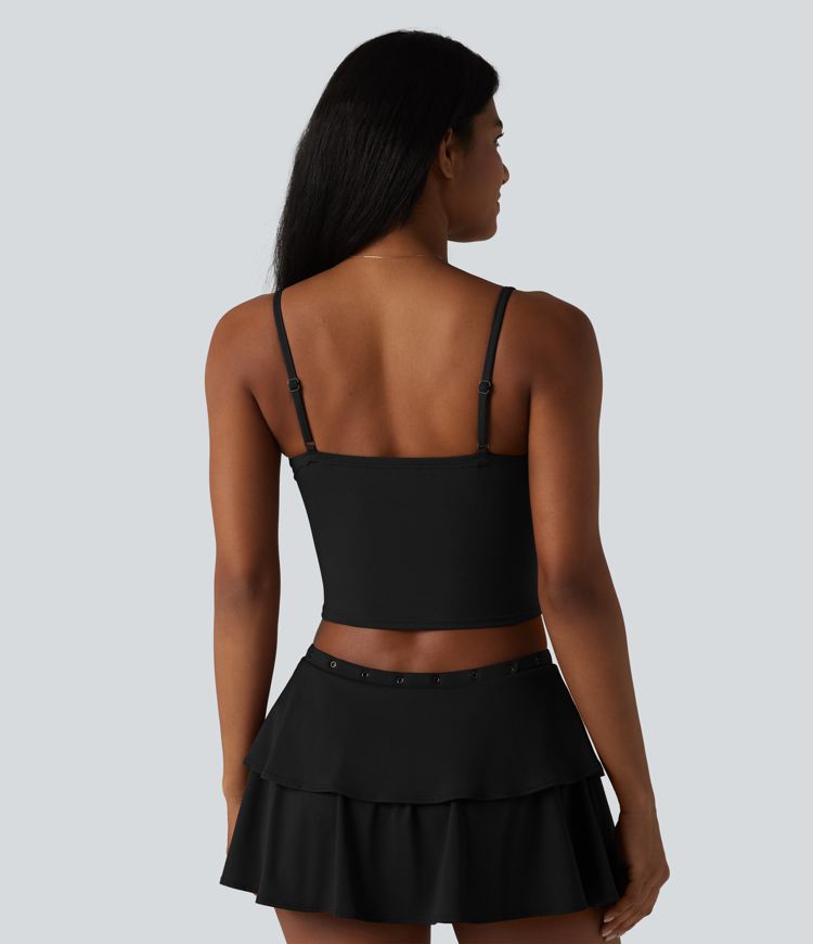 SoftlyZero™ Airy Adjustable Straps Eyelet Built-in Bra Cropped InstantCool Casual Tank Top SoftlyZero™ Airy Adjustable Straps Eyelet Built-in Bra Cropped InstantCool Casual Tank Top