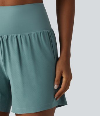 2-in-1 Yoga-Shorts mit superhohem Bund, Bundtasche und Bauchkontrolle - schnelltrocknend, 12,7 cm