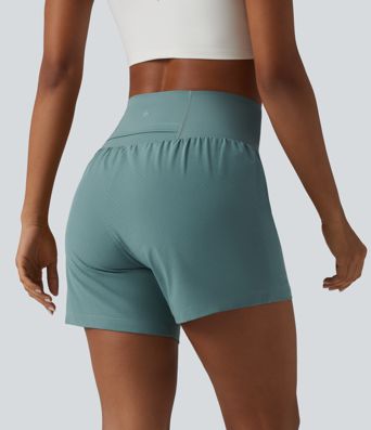 2-in-1 Yoga-Shorts mit superhohem Bund, Bundtasche und Bauchkontrolle - schnelltrocknend, 12,7 cm