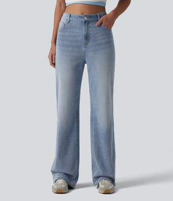 Halara Flex™ High Waisted Straight Leg Casual Jeans with Pockets