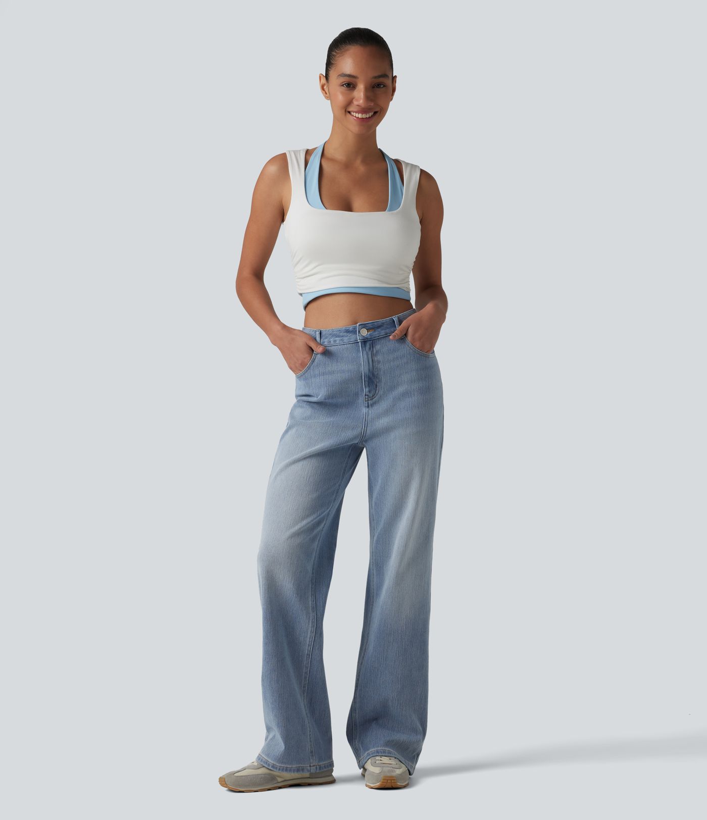 Halara Flex™ High Waisted Straight Leg Casual Jeans with Pockets